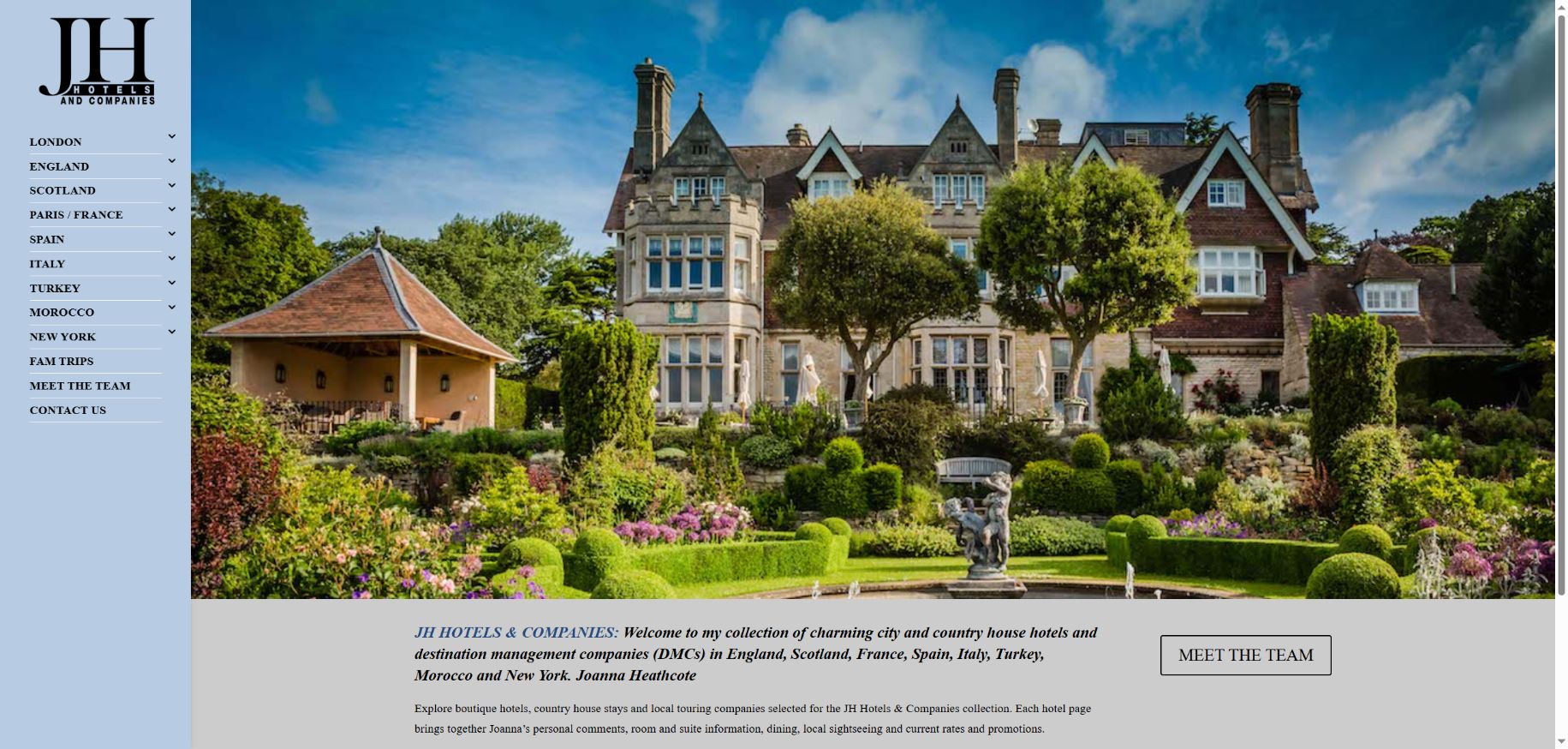 JH Hotels and Companies homepage, rebuilt by Local’s Choice