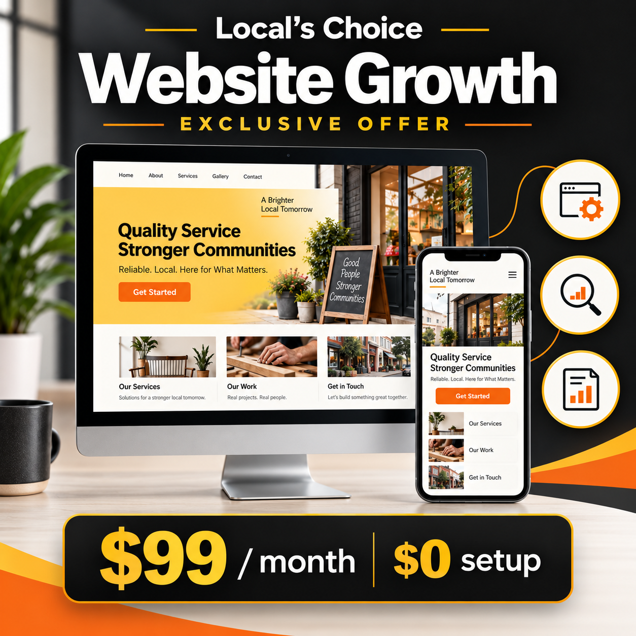 Local’s Choice Website Growth special offer: $99 per month, $0 setup