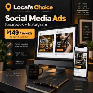 Local’s Choice Social Media Ads for Facebook and Instagram, $149 per month; advertising spend separate.