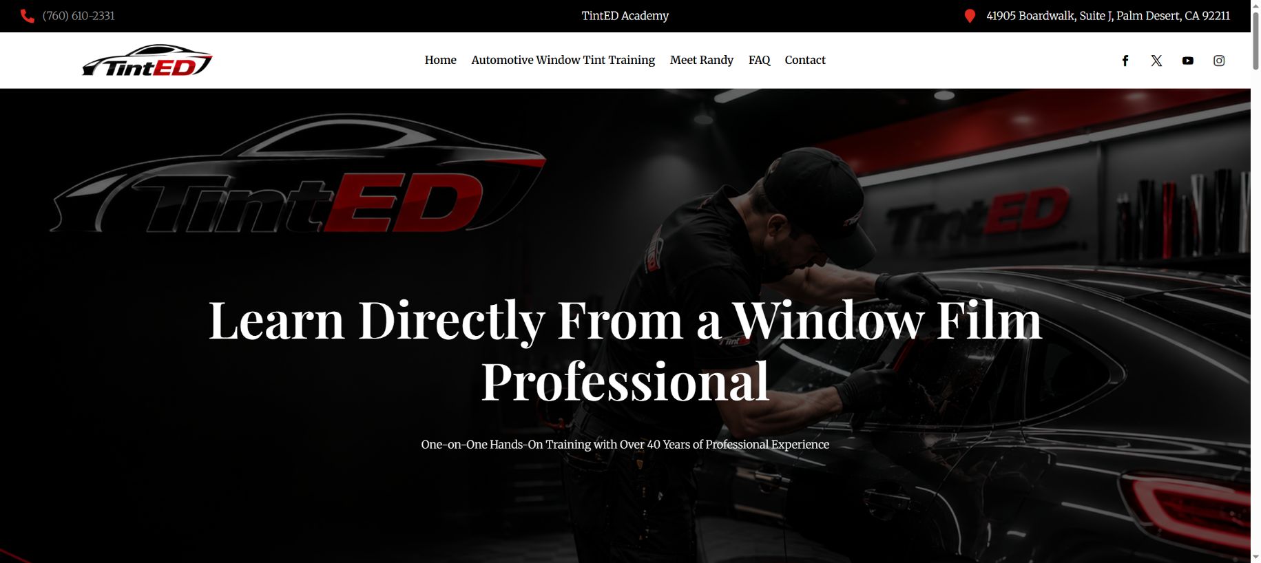 Desktop homepage of TintED Academy, built by Local’s Choice